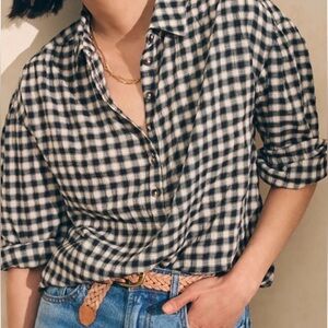 Faherty Oli Top in Midnight Gingham Size Large Popover